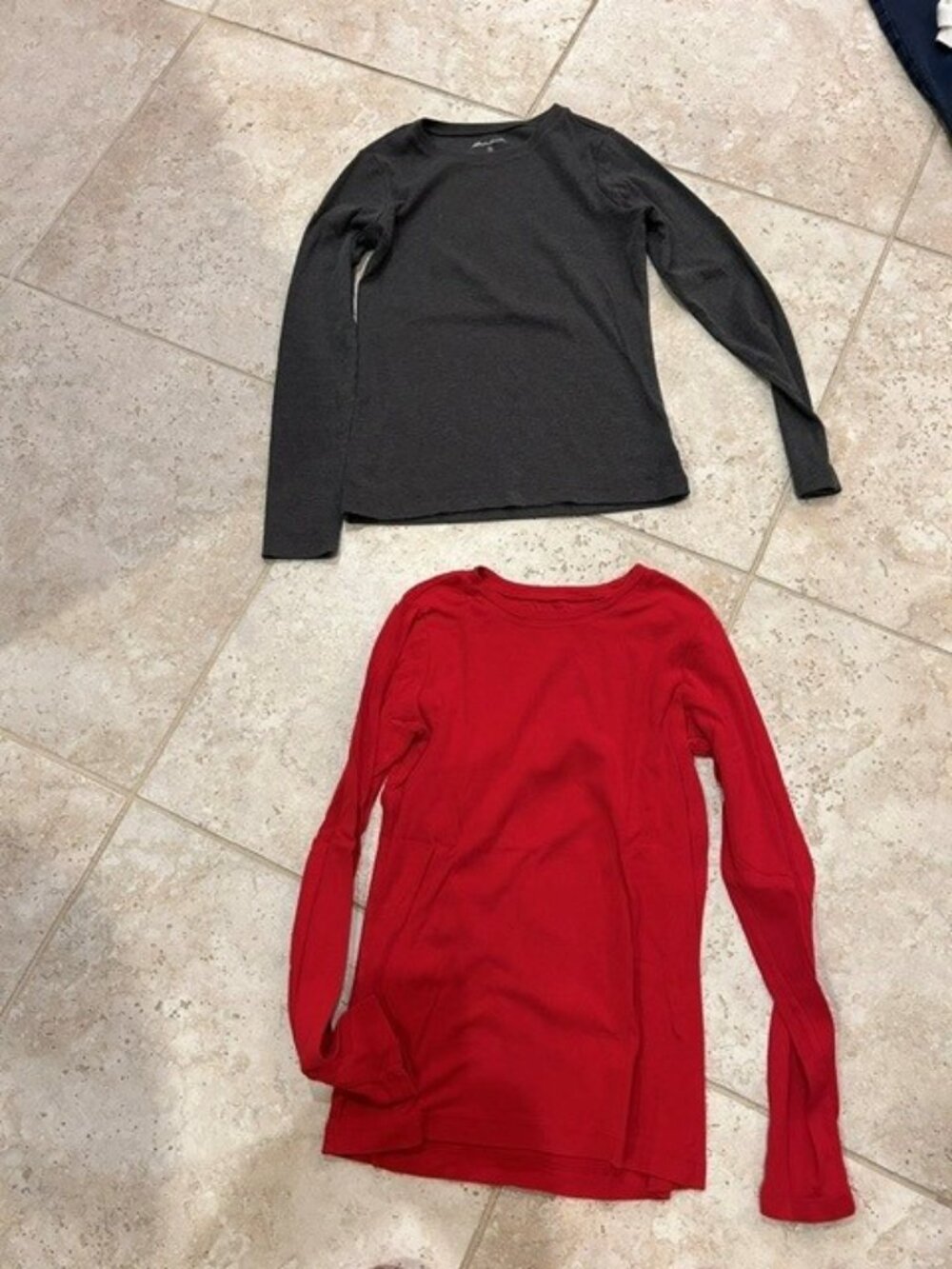 Eddie Bauer Cotton Small- Long Sleeve- T-shirts- Red and Grey